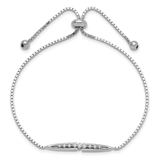 Shop Stylish Rhodium-Plated Sterling Silver Adjustable Bolo Bracelet - Fancy CZ