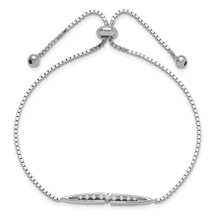 Shop Stylish Rhodium-Plated Sterling Silver Adjustable Bolo Bracelet - Fancy CZ-2