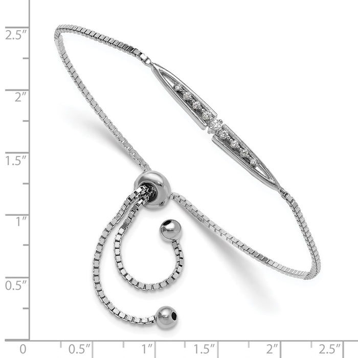 Shop Stylish Rhodium-Plated Sterling Silver Adjustable Bolo Bracelet - Fancy CZ-3
