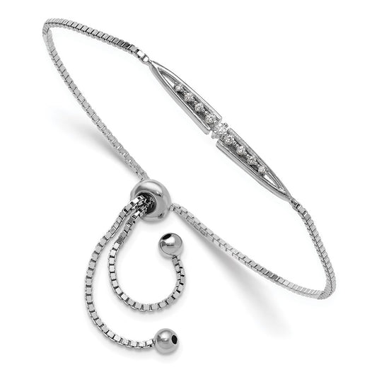 Shop Stylish Rhodium-Plated Sterling Silver Adjustable Bolo Bracelet - Fancy CZ
