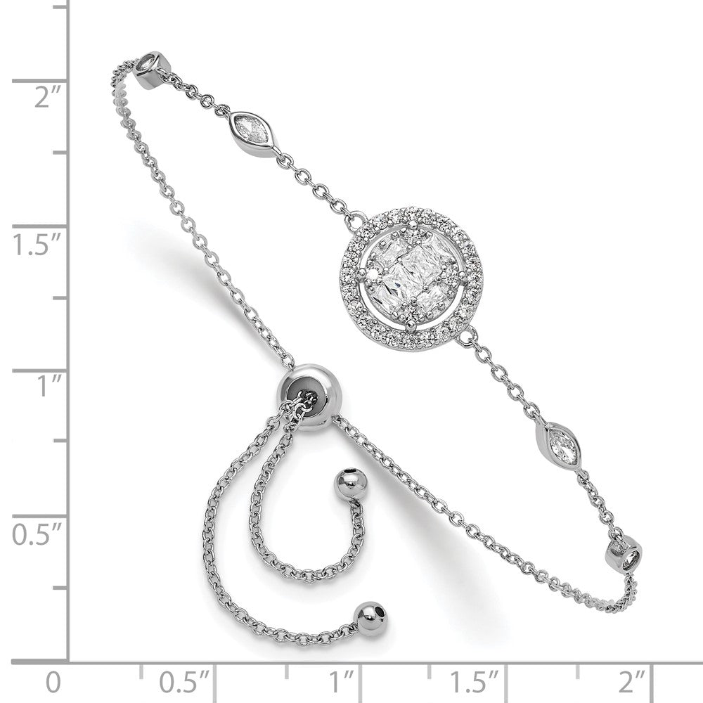 Shop Stylish Rhodium-Plated Sterling Silver Adjustable Bracelet with CZ Accents