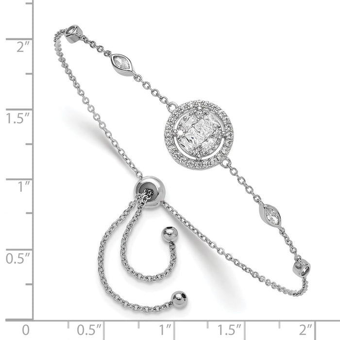 Shop Stylish Rhodium-Plated Sterling Silver Adjustable Bracelet with CZ Accents-3