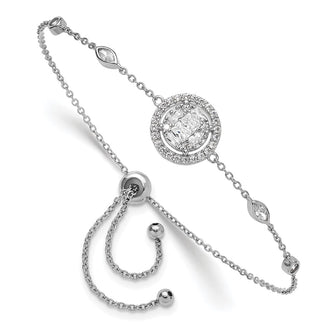 Shop Stylish Rhodium-Plated Sterling Silver Adjustable Bracelet with CZ Accents