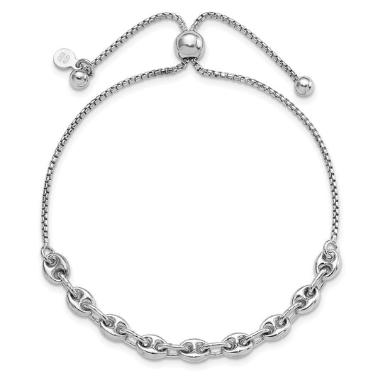 High-Quality Rhodium-Plated Sterling Silver Adjustable Fancy Bracelet - Stylish Value