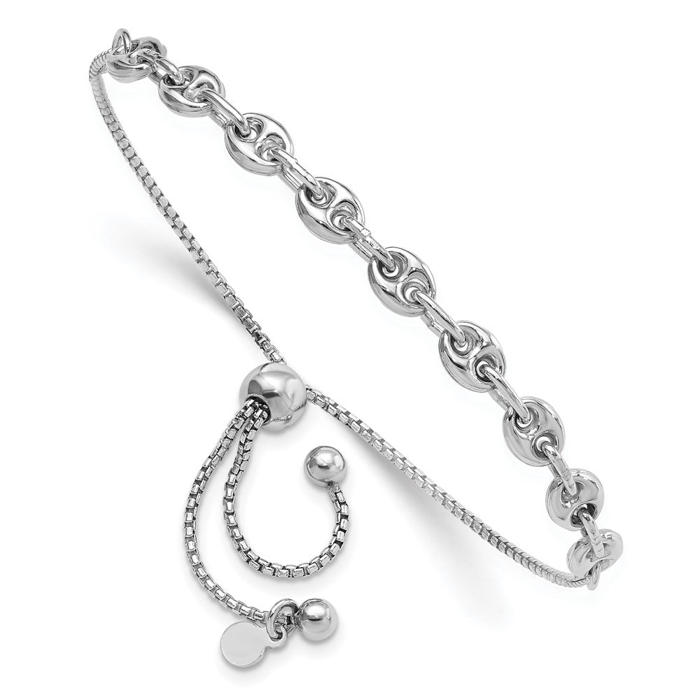 High-Quality Rhodium-Plated Sterling Silver Adjustable Fancy Bracelet - Stylish Value