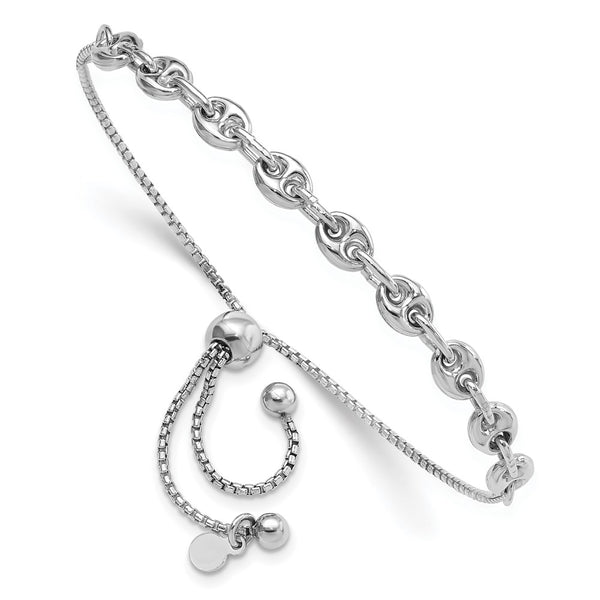 Rhodium-Plated Sterling Silver Adjustable Fancy Bracelet