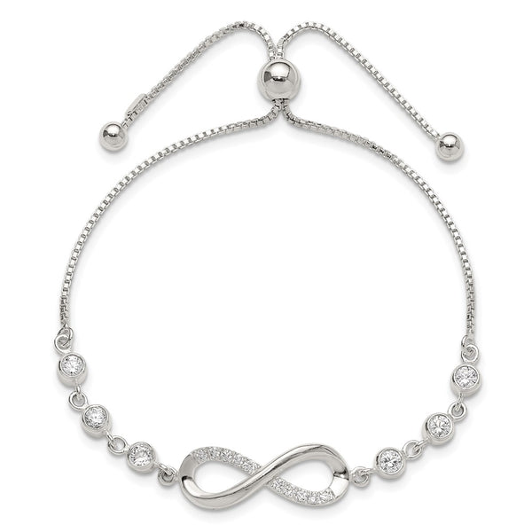 Polished Sterling Silver Infinity Bracelet with CZ Accents
