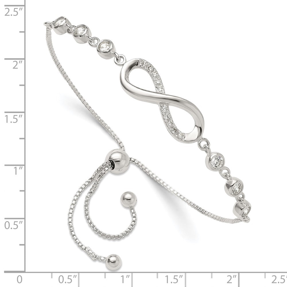 High-Quality Polished Sterling Silver Infinity Bracelet with CZ Accents - Stylish Value!