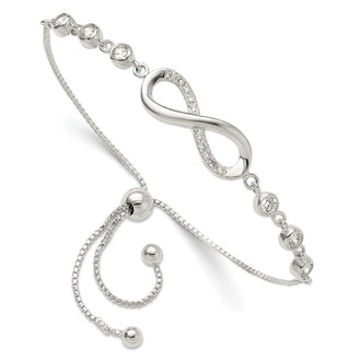 High-Quality Polished Sterling Silver Infinity Bracelet with CZ Accents - Stylish Value!