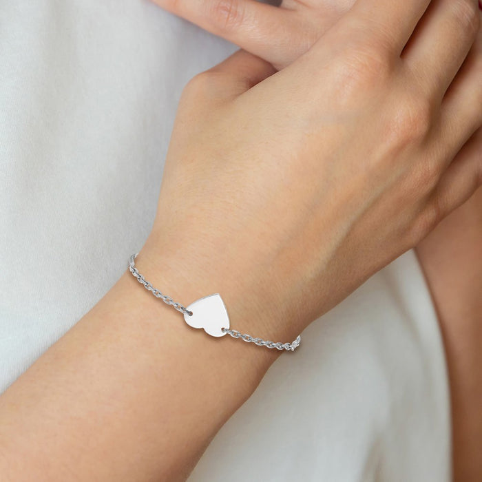 Designer Rhodium-Plated Heart Disc Adjustable Bracelet in Sterling Silver - Stylish Value-4