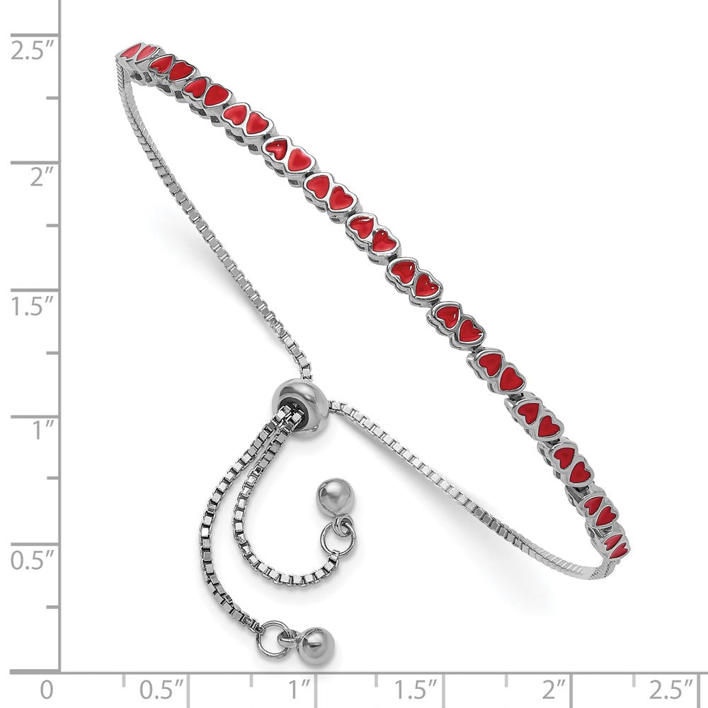 Shop Stylish Rhodium-Plated Sterling Silver Adjustable Bracelet with Heart Charms