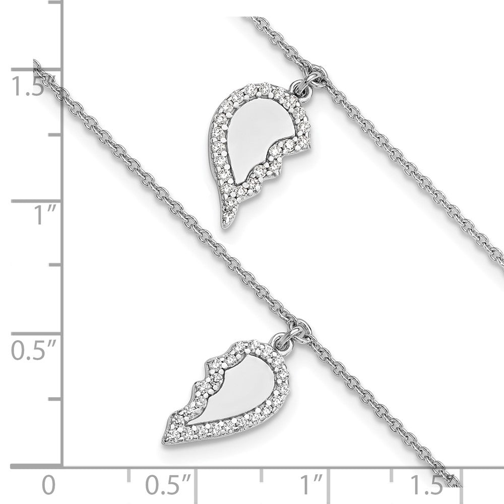 Buy Stylish Sterling Silver CZ Half Heart Bracelet Set - 7.25" + Extension