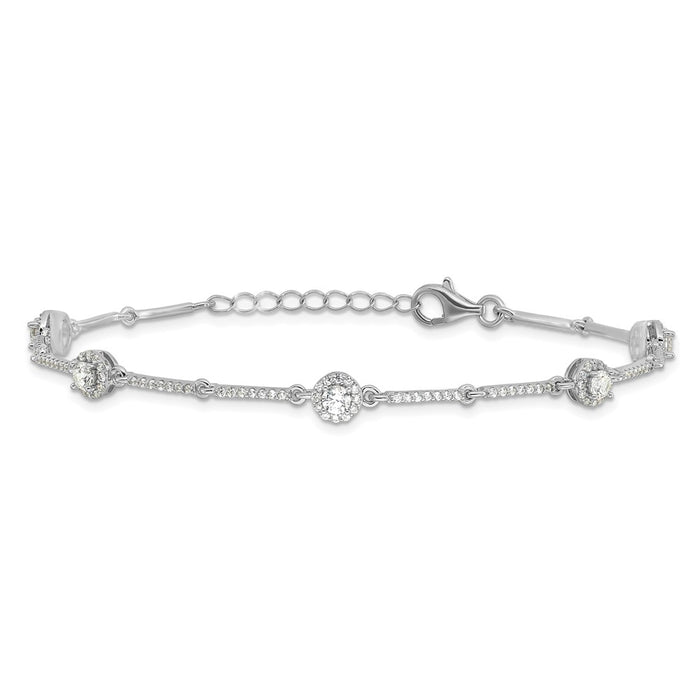 Buy Stylish Rhodium-Plated Sterling Silver CZ Link Bracelet - 7" Long, 1" Extension-3