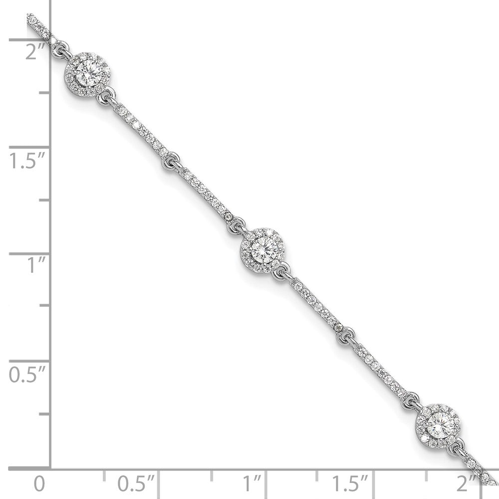 Buy Stylish Rhodium-Plated Sterling Silver CZ Link Bracelet - 7" Long, 1" Extension