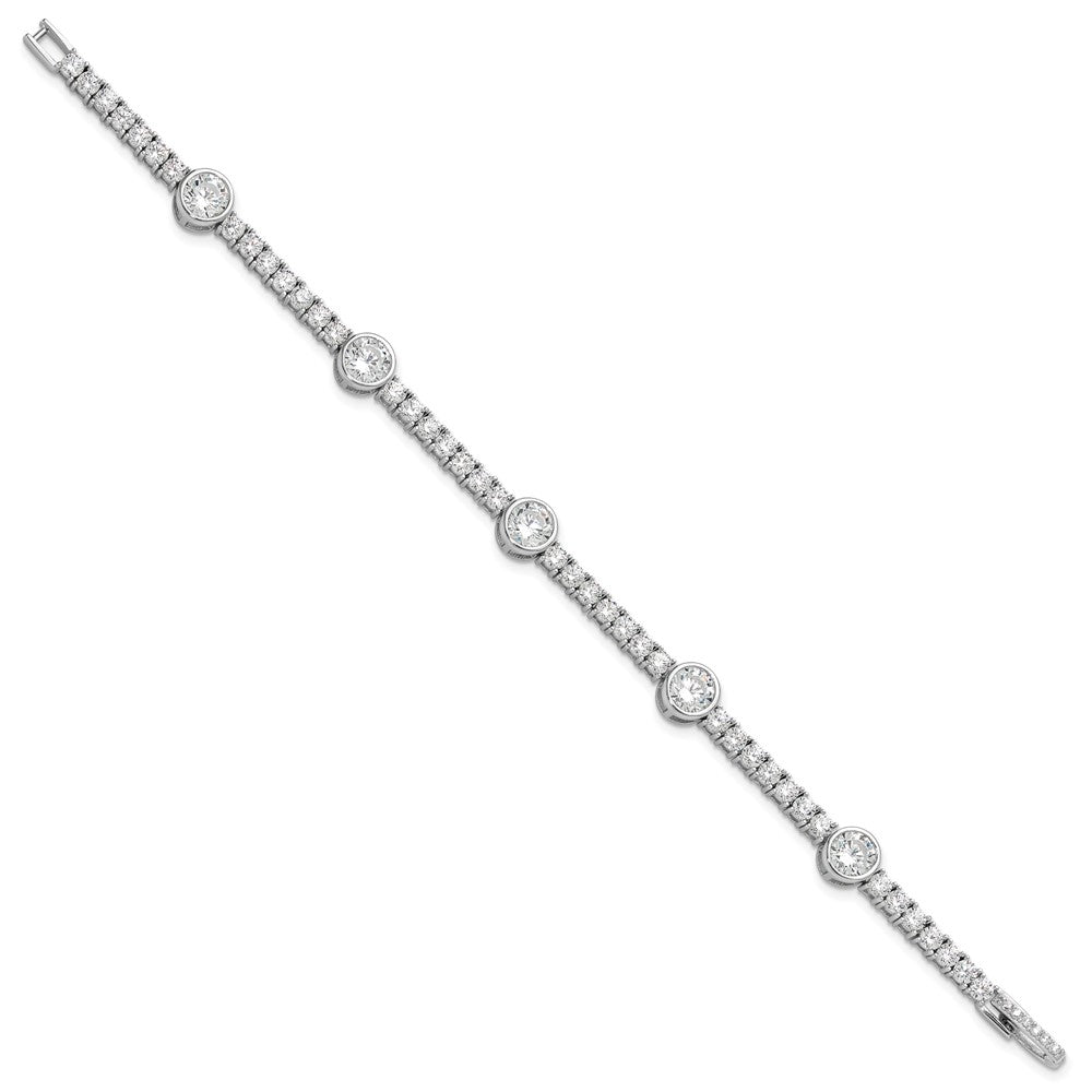 Buy Stylish 7-Inch Rhodium-Plated Sterling Silver Tennis Bracelet with CZ