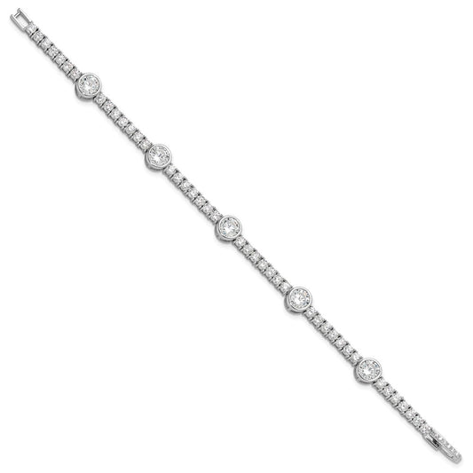 Buy Stylish 7-Inch Rhodium-Plated Sterling Silver Tennis Bracelet with CZ