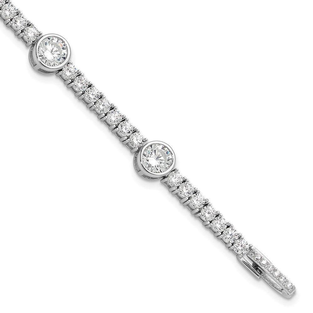 Buy Stylish 7-Inch Rhodium-Plated Sterling Silver Tennis Bracelet with CZ