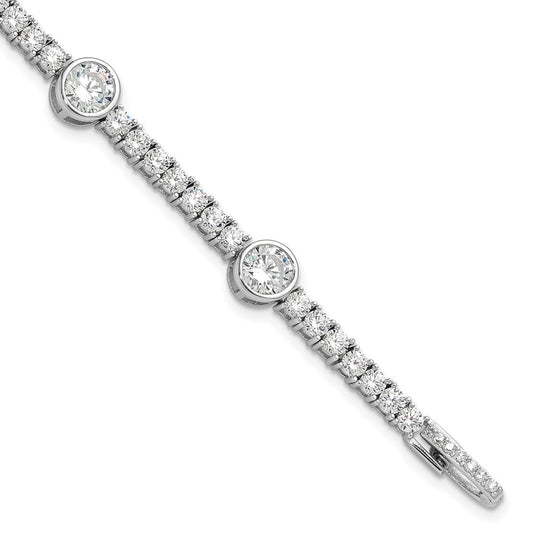 Buy Stylish 7-Inch Rhodium-Plated Sterling Silver Tennis Bracelet with CZ
