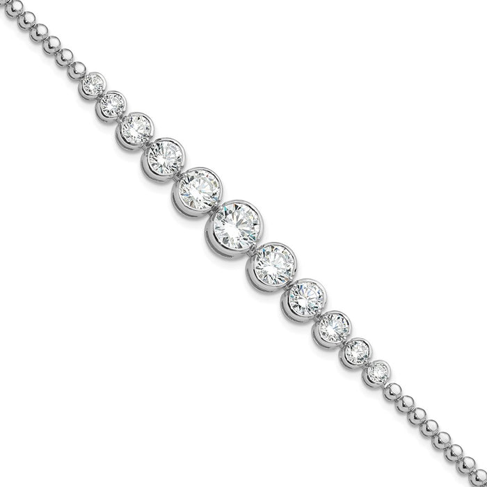 Exclusive Rhodium-Plated Sterling Silver CZ Bracelet - Stylish & Affordable-1