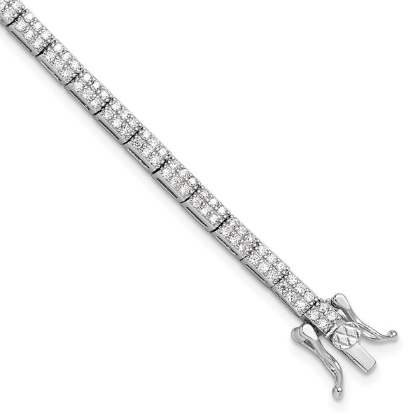 Rhodium-Plated Sterling Silver Micro Pave CZ Bracelet - 7.5" - Style GR1-1008354