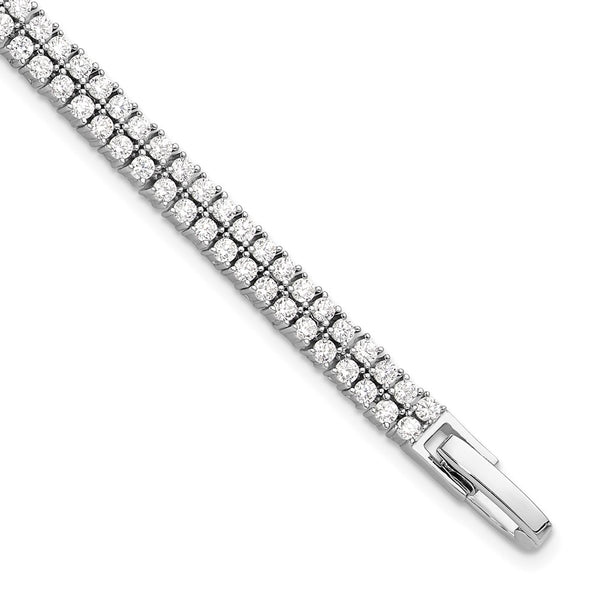 Rhodium-Plated Sterling Silver CZ Tennis Bracelet - 7.25"