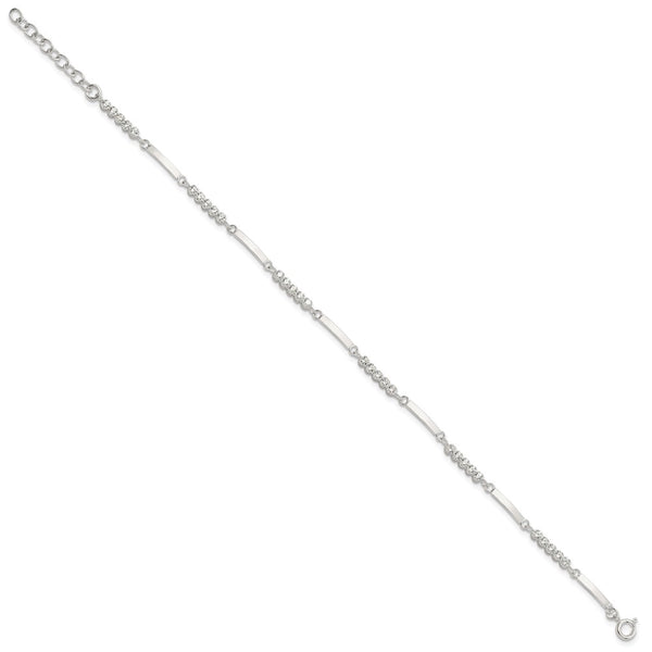 Rhodium-Plated Sterling Silver CZ Bracelet - 7.25" 1" Extension