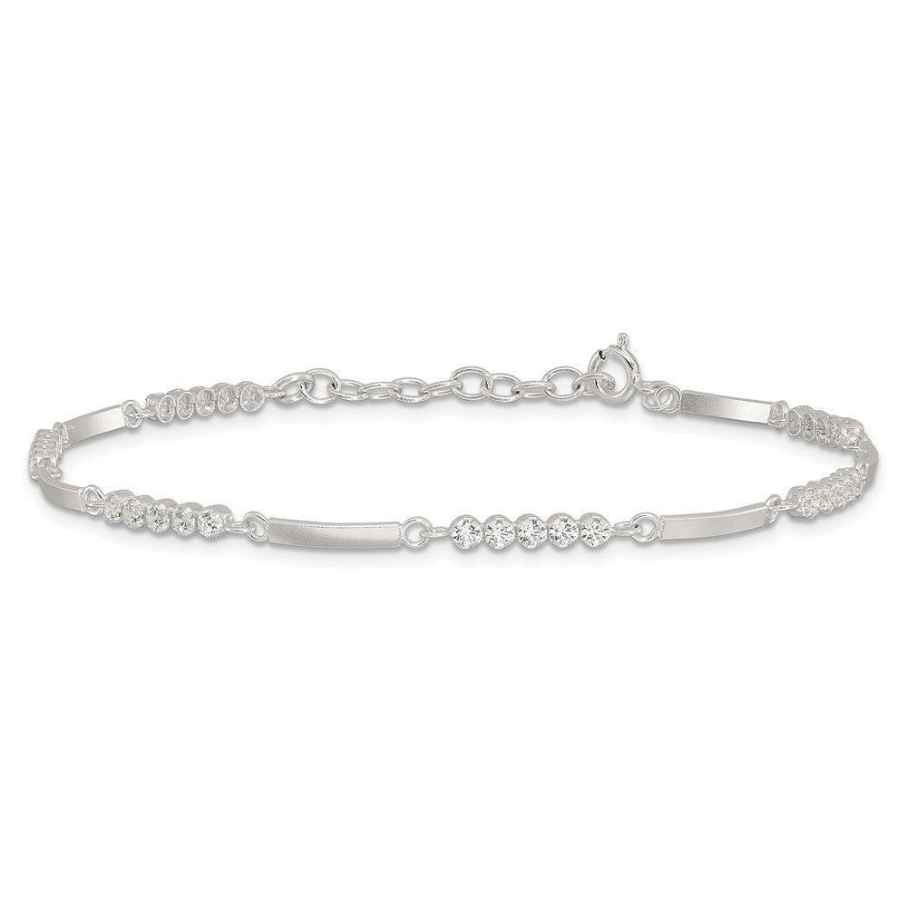 Buy Stylish Rhodium-Plated Sterling Silver CZ Bracelet - 7.25" with 1" Extension