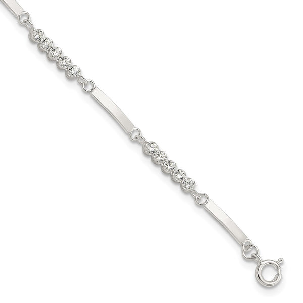 Rhodium-Plated Sterling Silver CZ Bracelet - 7.25" 1" Extension