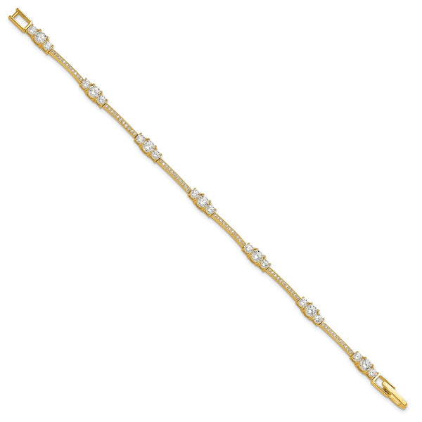 7-Inch Gold-Tone Sterling Silver Bracelet with CZ Accents
