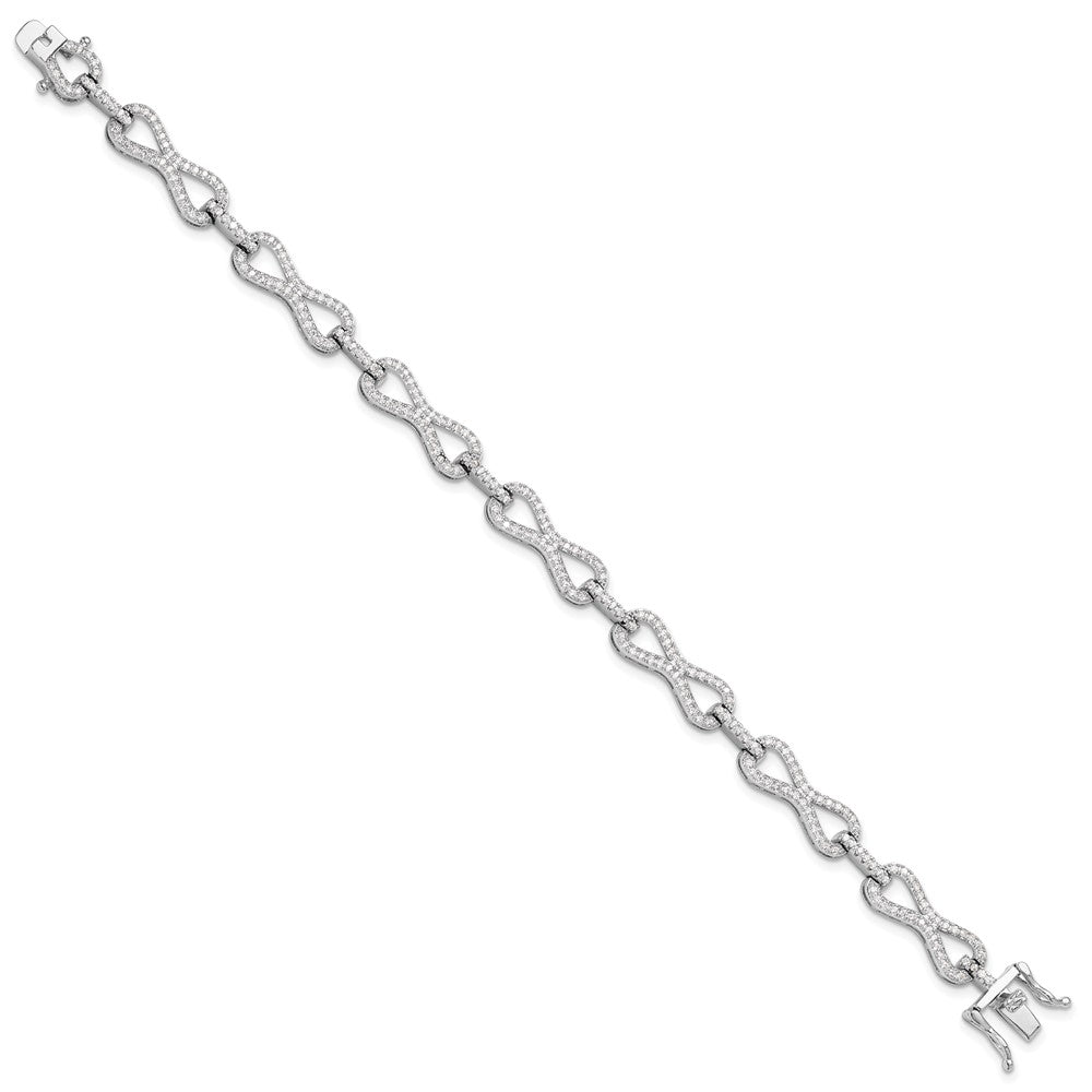 Buy Stylish Rhodium-Plated Sterling Silver CZ Infinity Link Bracelet - 7.5"
