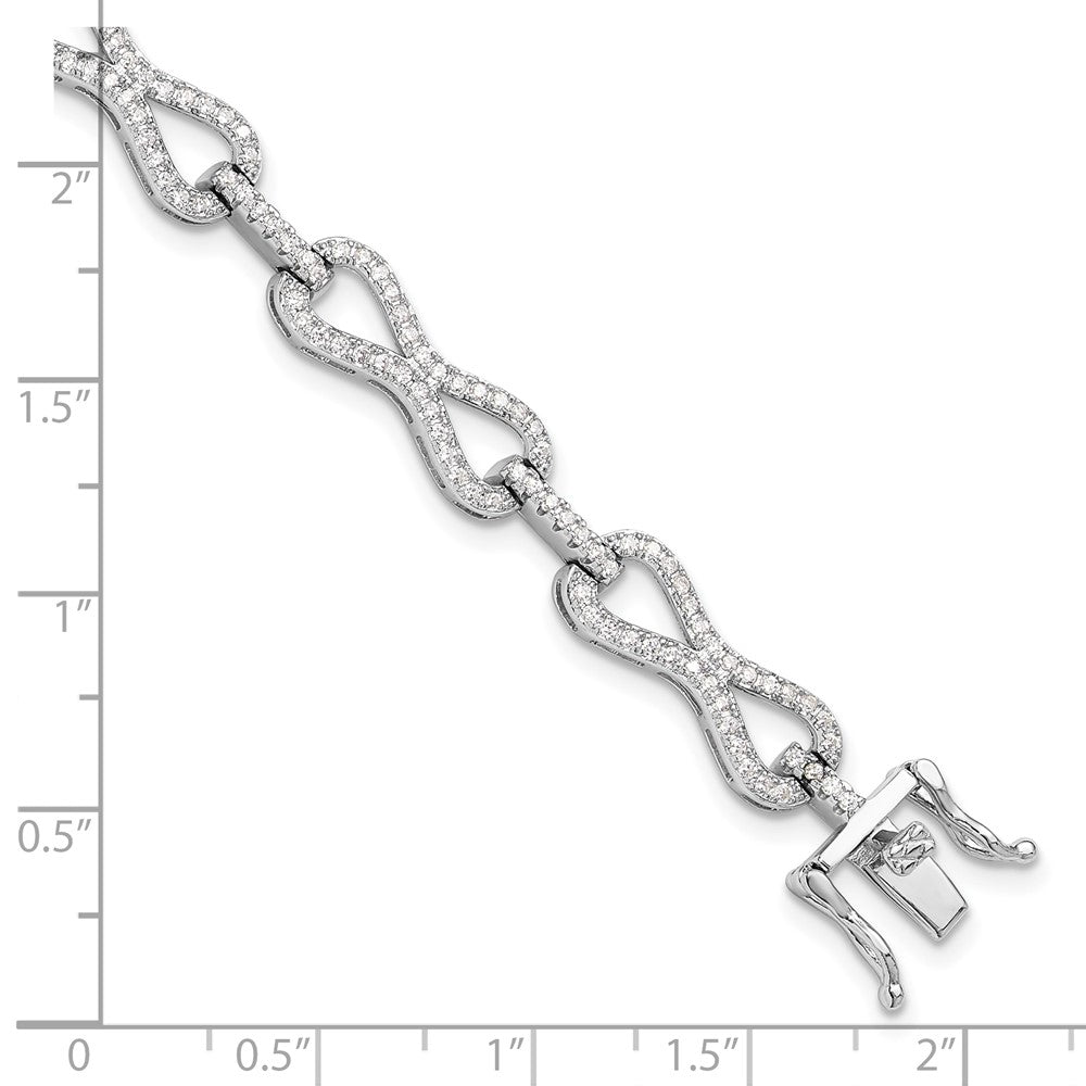 Buy Stylish Rhodium-Plated Sterling Silver CZ Infinity Link Bracelet - 7.5"
