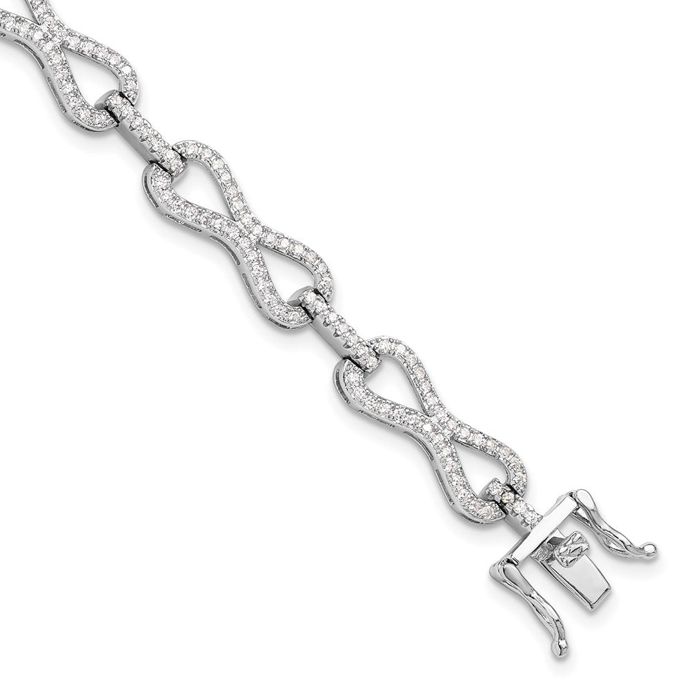 Buy Stylish Rhodium-Plated Sterling Silver CZ Infinity Link Bracelet - 7.5"