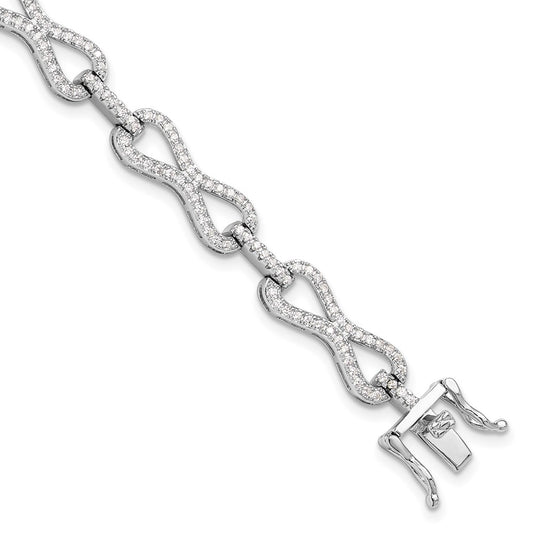 Buy Stylish Rhodium-Plated Sterling Silver CZ Infinity Link Bracelet - 7.5"