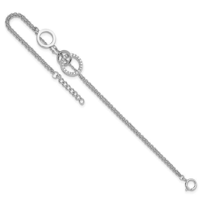 Shop Stylish Sterling Silver Rhodium-Plated CZ Double Strand Bracelet - 1.25" Extension-4