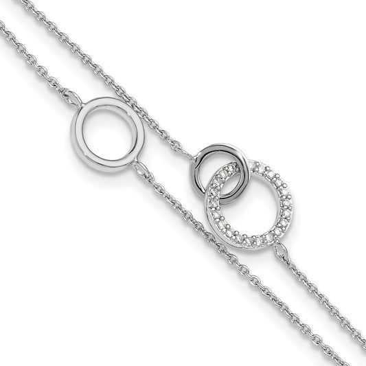 Shop Stylish Sterling Silver Rhodium-Plated CZ Double Strand Bracelet - 1.25" Extension