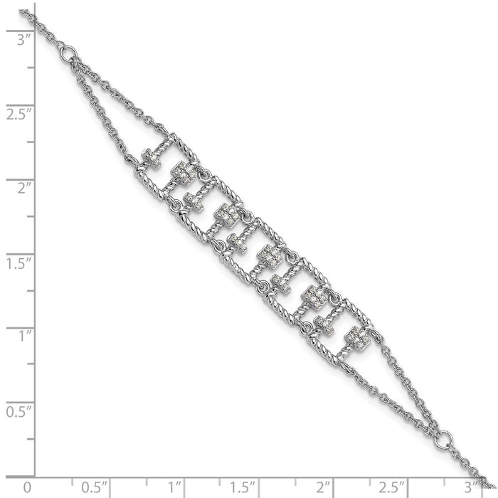 Shop Stylish Rhodium-Plated Sterling Silver CZ Bracelet - 7" + 1" Extension-4