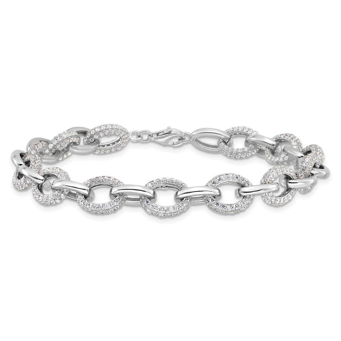 Buy Stylish Rhodium-Plated Sterling Silver Micro Pave CZ Bracelet - 7.5"-3