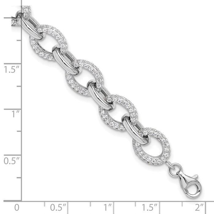 Buy Stylish Rhodium-Plated Sterling Silver Micro Pave CZ Bracelet - 7.5"-5