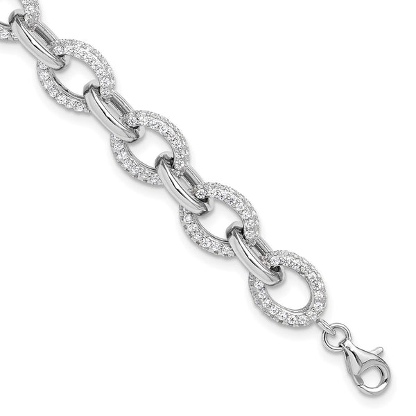 Rhodium-Plated Sterling Silver Micro Pave CZ Bracelet - 7.5" - Style GR1-1008363