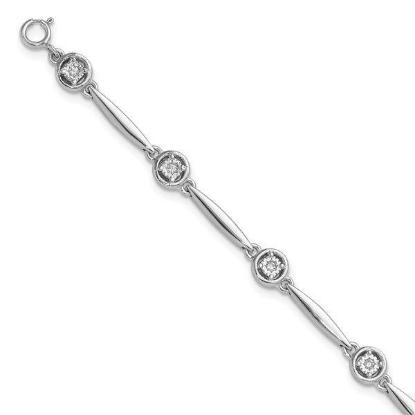 Polished CZ Sterling Silver Bracelet, 2.25-Inch Extension