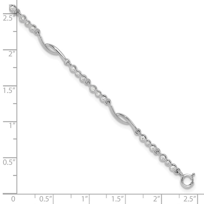 Buy Stylish 2-Inch Extension Polished Sterling Silver Bracelet with CZ Accents-5