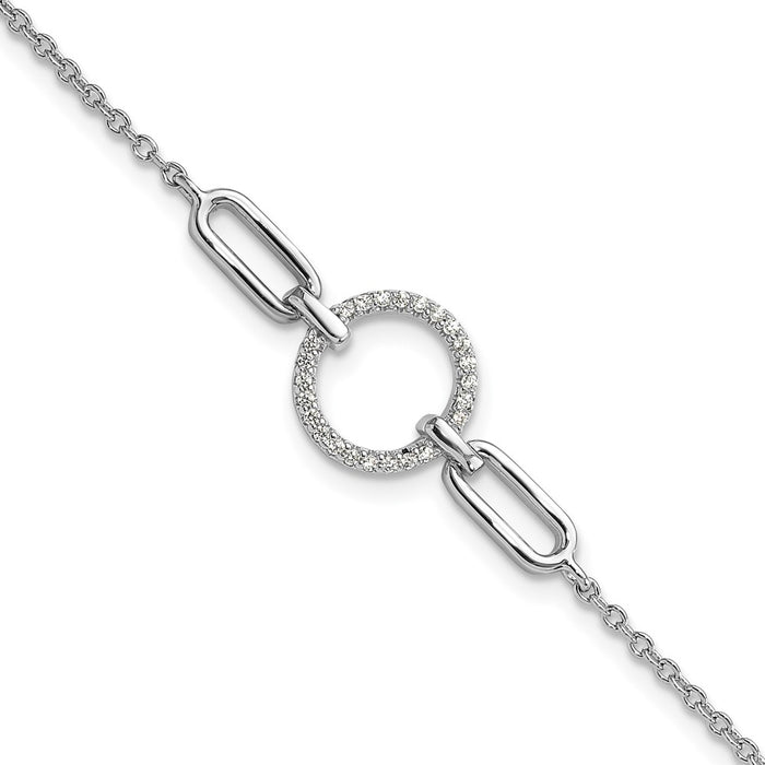 Buy Rhodium-Plated Sterling Silver Fancy CZ Circle Bracelet - 7" Stylish Value-1