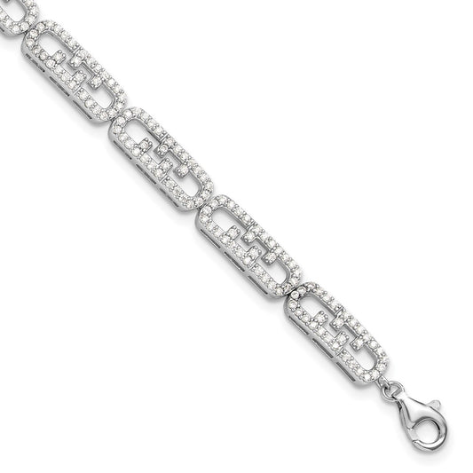 Buy Stylish Rhodium-Plated Sterling Silver CZ Bracelet - 1-Inch Extension