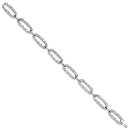 Exclusive Rhodium-Plated Sterling Silver Micro Pave CZ Bracelet - 8 Inches, Stylish Value