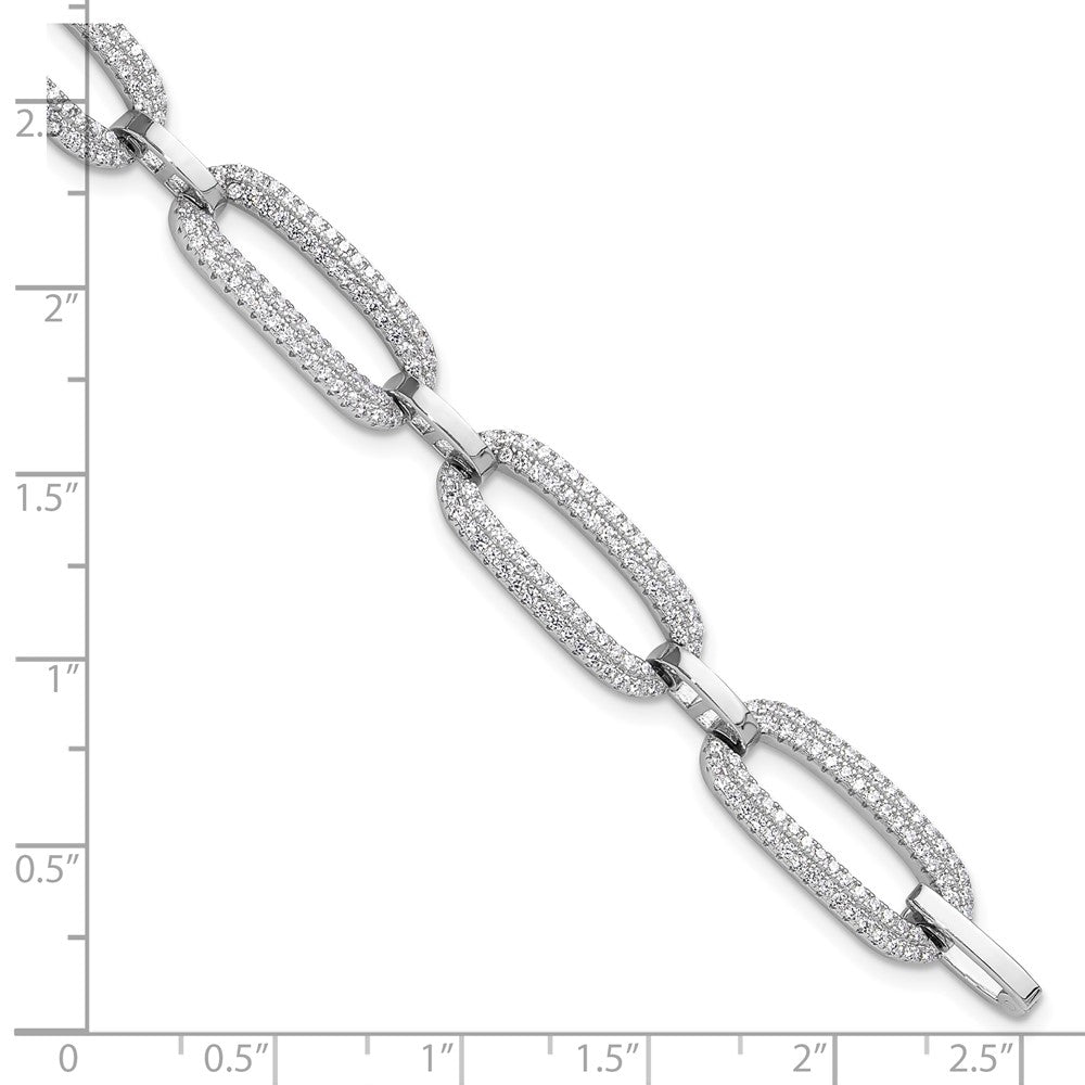 Exclusive Rhodium-Plated Sterling Silver Micro Pave CZ Bracelet - 8 Inches, Stylish Value