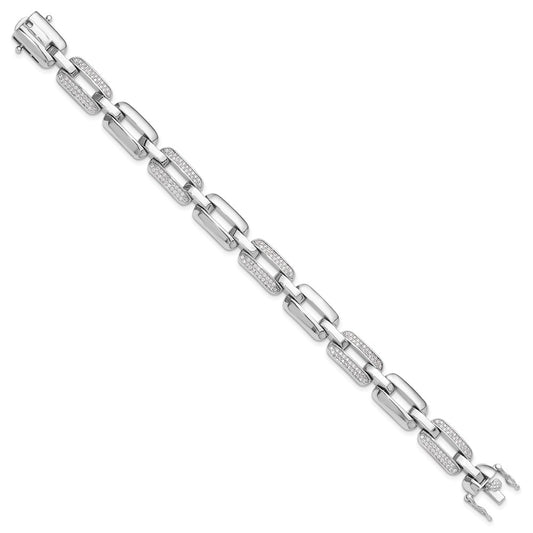 Buy Stylish Rhodium-Plated Sterling Silver 7.25" Bracelet with CZ Links