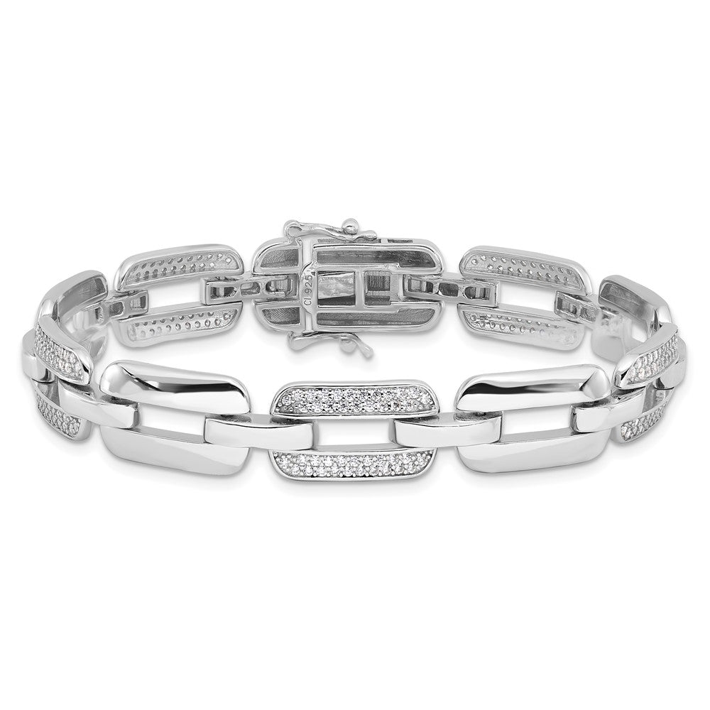Buy Stylish Rhodium-Plated Sterling Silver 7.25" Bracelet with CZ Links