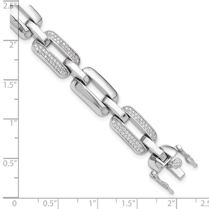 Buy Stylish Rhodium-Plated Sterling Silver 7.25" Bracelet with CZ Links-4