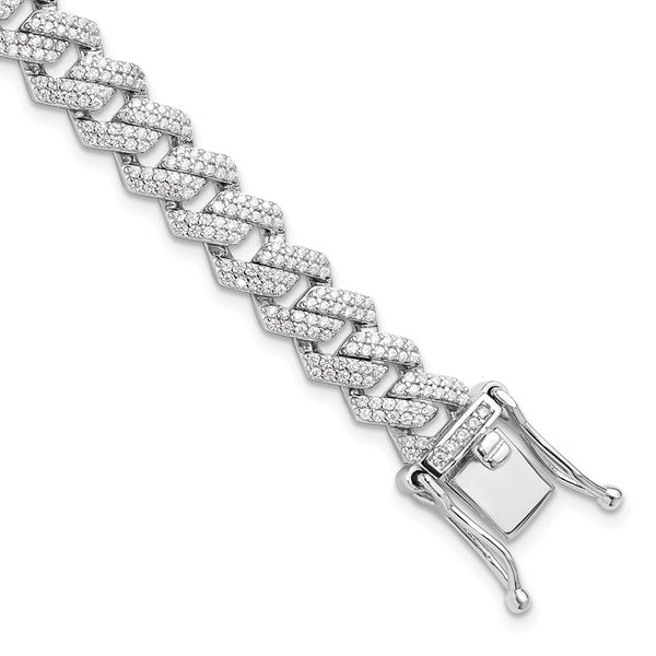 Rhodium-Plated Sterling Silver Micro Pavé CZ Bracelet - 7.5"