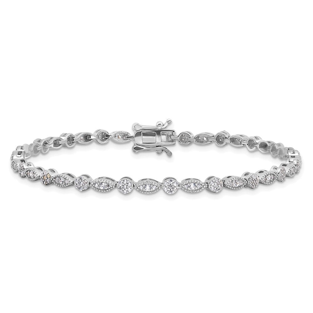 Buy Stylish 7.5-inch Rhodium-Plated Sterling Silver CZ Bracelet - Luxury Design